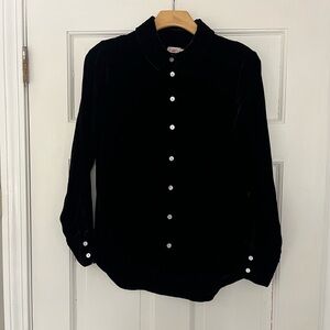 EUC Faherty Women’s S Genevieve Chic Black Velvet Blouse